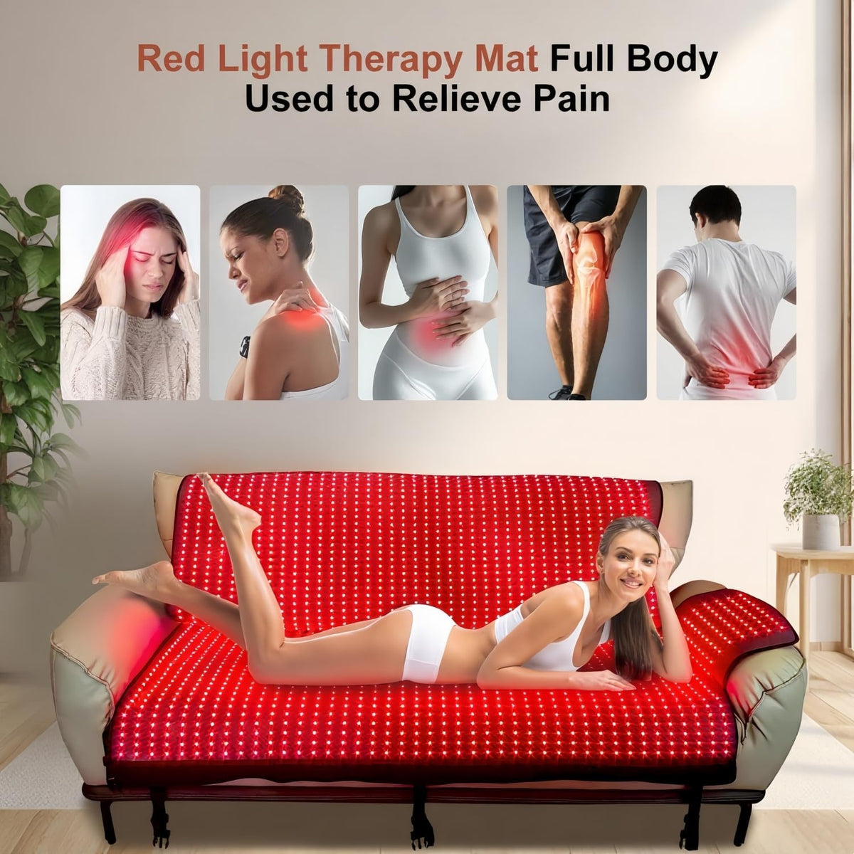Red Light Therapy Mat for Full Body Pain Relief 75" X 35''