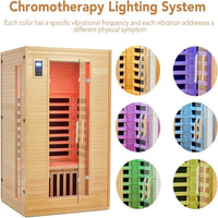 Infrared Sauna Built for Home Wellness, 6 Low EMF Heating Plates, Canadian Hemlock Wood, 2-Person Capacity