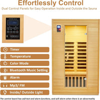 Infrared Sauna Built for Home Wellness, 6 Low EMF Heating Plates, Canadian Hemlock Wood, 2-Person Capacity
