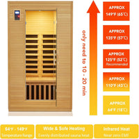 Infrared Sauna Built for Home Wellness, 6 Low EMF Heating Plates, Canadian Hemlock Wood, 2-Person Capacity