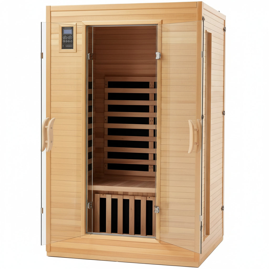 Infrared Sauna Built for Home Wellness, 6 Low EMF Heating Plates, Canadian Hemlock Wood, 2-Person Capacity