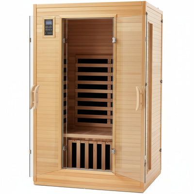Infrared Sauna Built for Home Wellness, 6 Low EMF Heating Plates, Canadian Hemlock Wood, 2-Person Capacity