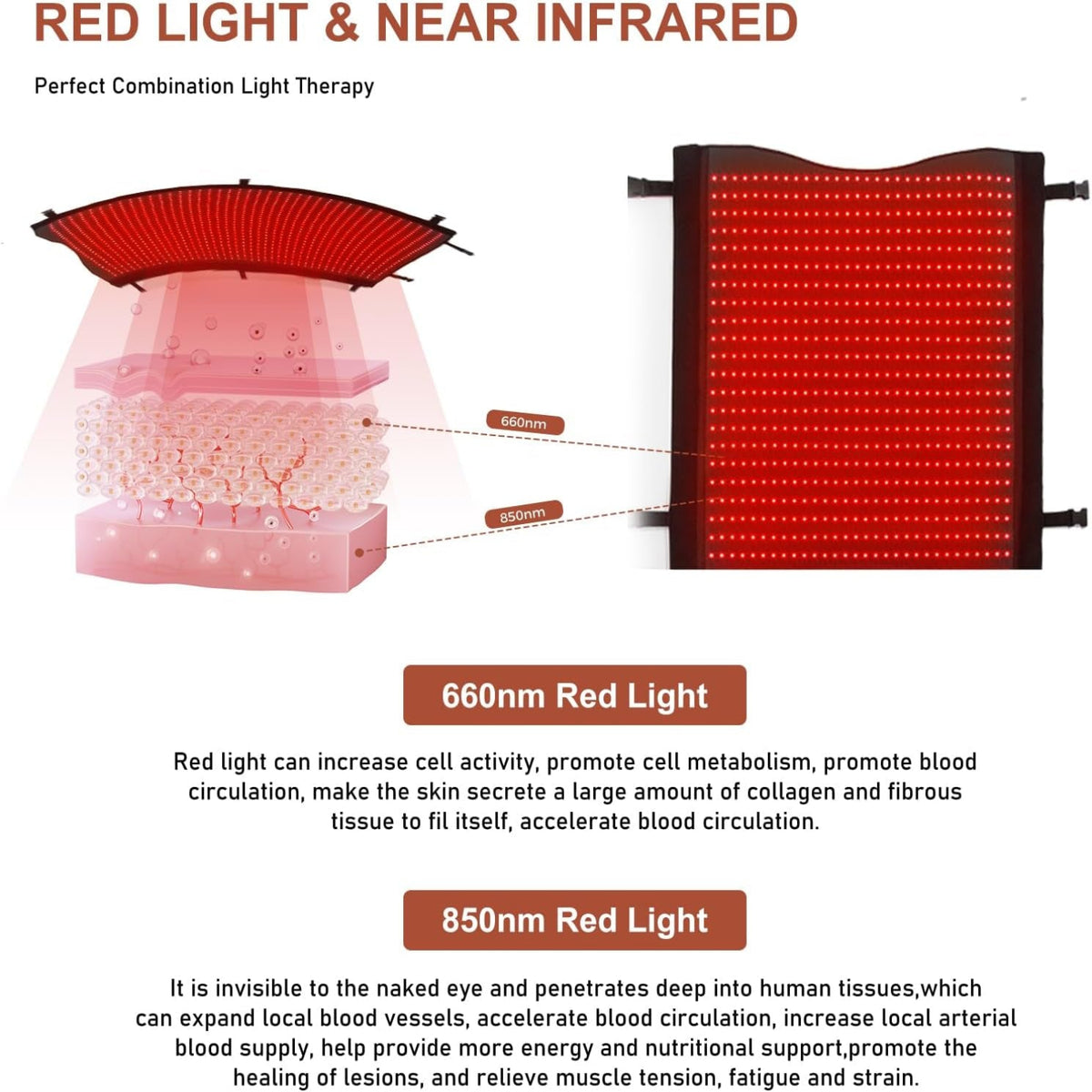Red Light Therapy Mat for Full Body Pain Relief 75" X 35''