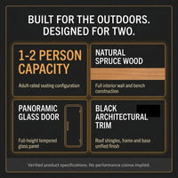 1-2 Person Outdoor Traditional Steam Sauna, Weatherproof Square Sauna Cabin with Black Trim, Natural Spruce Wood Sauna Room, LED Strip & Panoramic Glass Door, for Backyard Garden Home Spa, Relaxation — Results & Stats