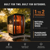 Traditional Steam Sauna Designed for Outdoor Relaxation, Natural Pine Wood, 1-2 Person, LED Lighting, Glass Door — Results & Stats